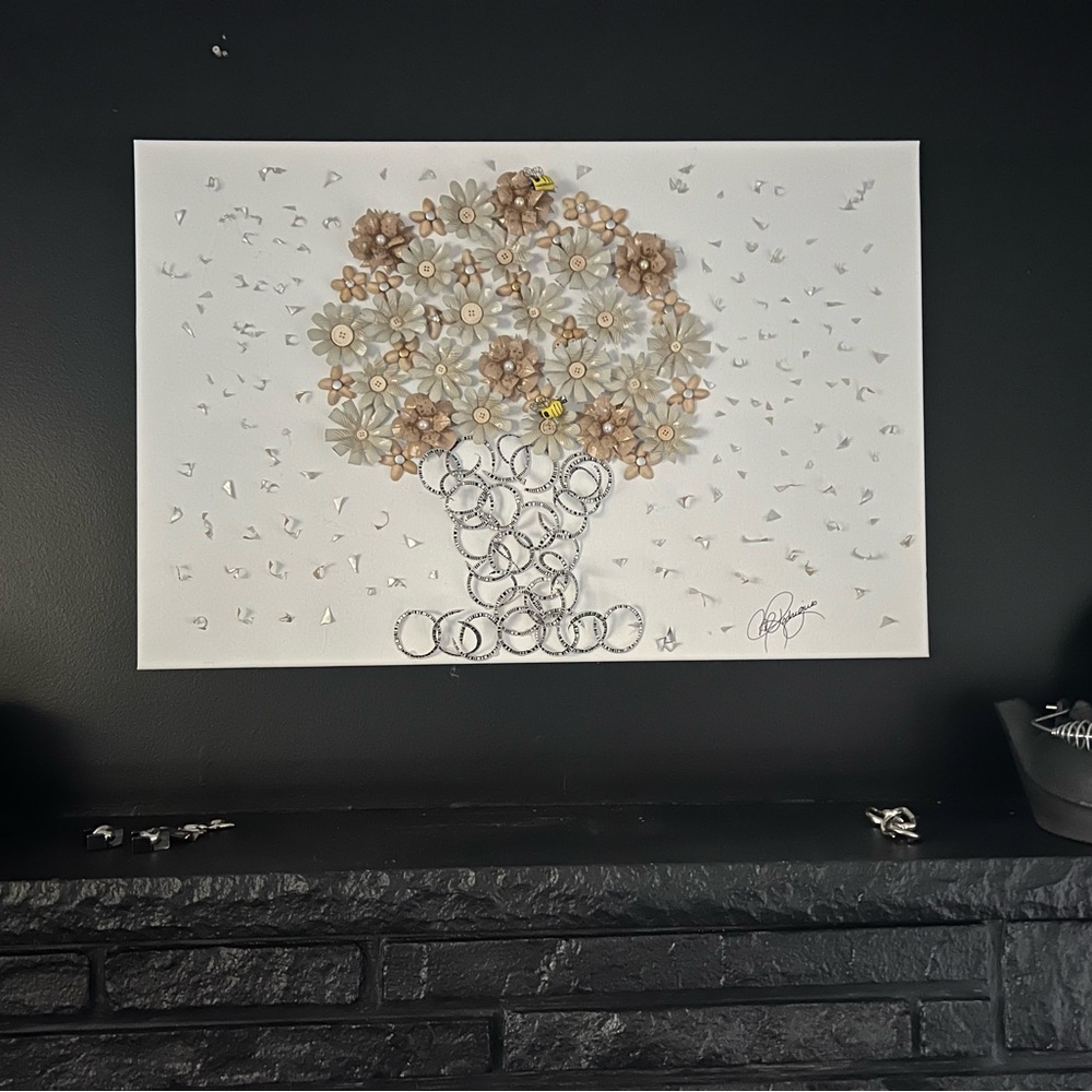 Bouquet Canvas - Handmade / Handcrafted Upcycled Wall Art